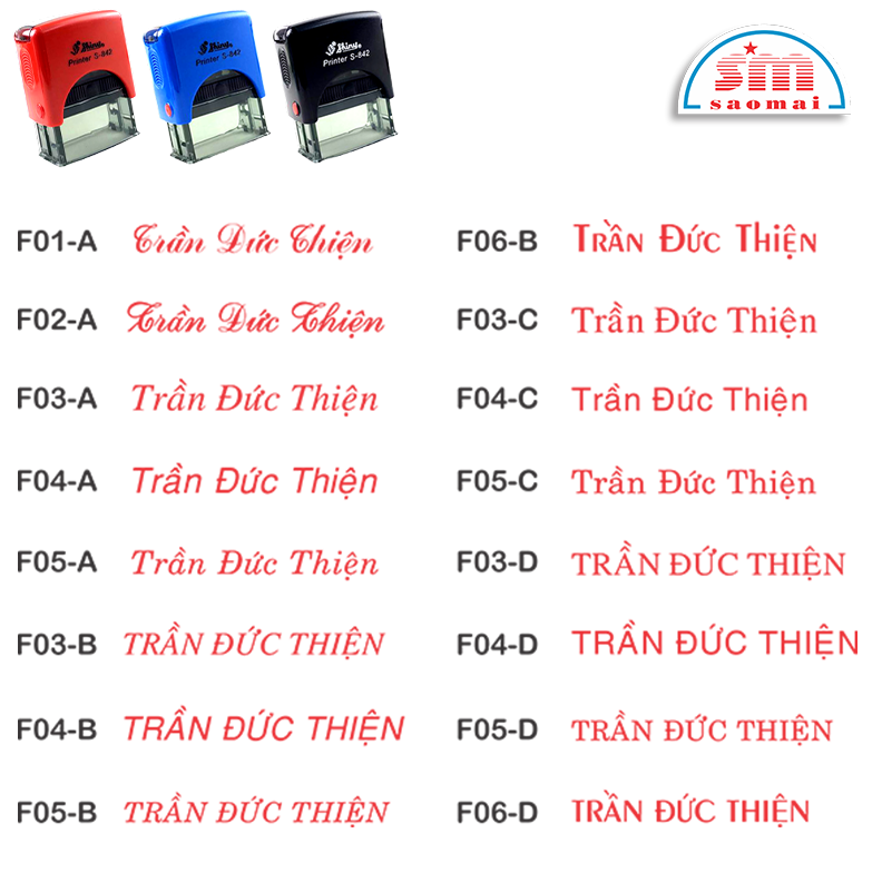 Dấu Shiny S842 38x14mm có nội dung/ họ tên / chức danh