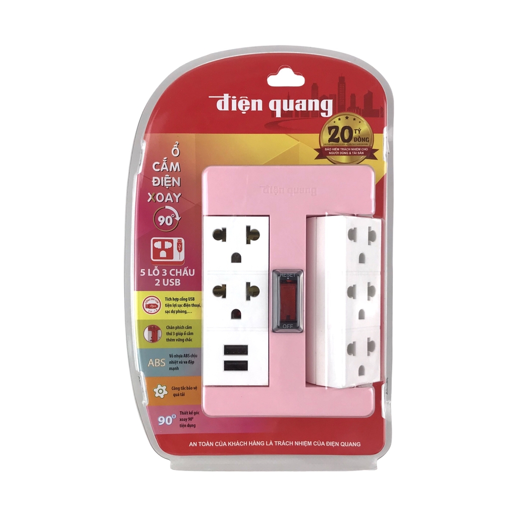 Ổ cắm xoay 90º ĐQ ĐQ ESK RT 2USB
