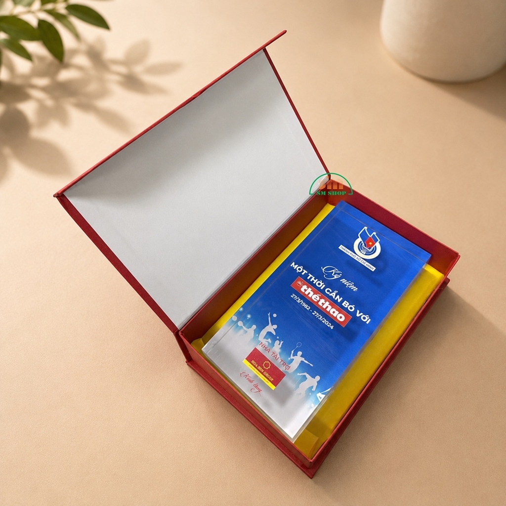 Hộp đỏ nam châm 22x14.5x5.5cm GL01->GL08, Hộp quà tặng, Hộp kỷ niệm chương