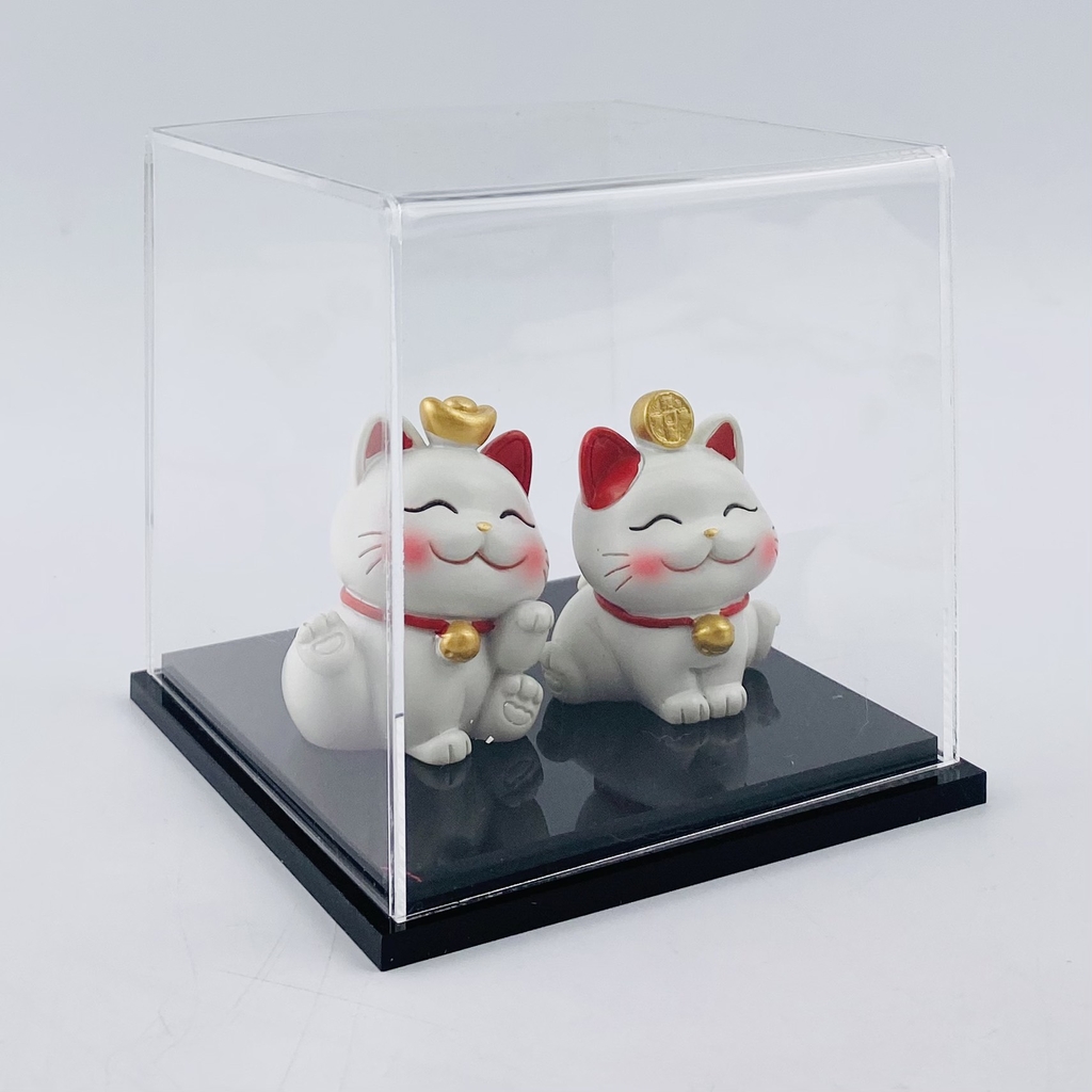 Hộp mica Enter BOX103 20x20x20cm mica dày 2mm, đế đen 5mmx2 vuông, Hộp trưng bày mô hình, Hộp mica trong chống bụi