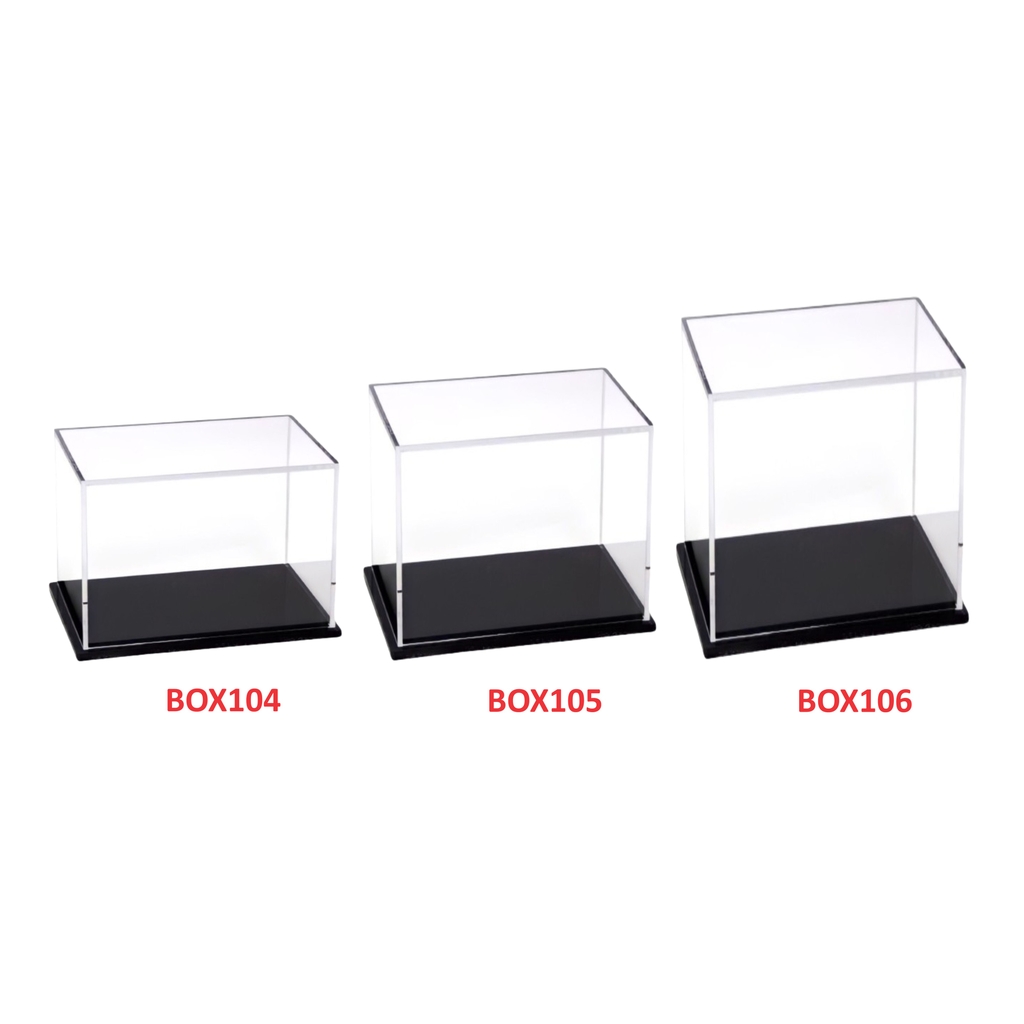 Hộp mica Enter BOX106 10x20x20cm mica dày 2mm, đế đen 5mmx2 chữ nhật nằm, Hộp trưng bày mô hình, Hộp mica trong chống bụi