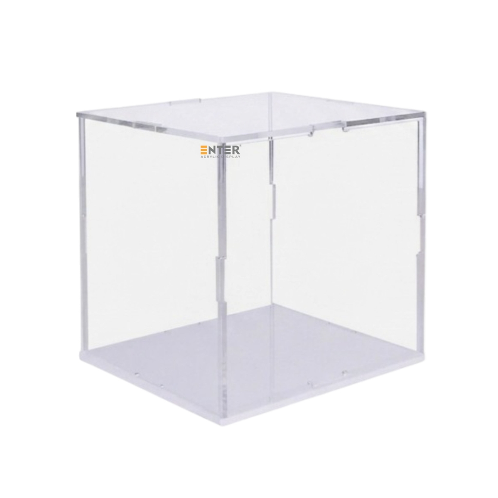 Hộp mica Enter BOX301 80x80x80mm dày 2mm đế 3mm, lắp ráp, Hộp trưng bày mô hình, Hộp mica trong chống bụi
