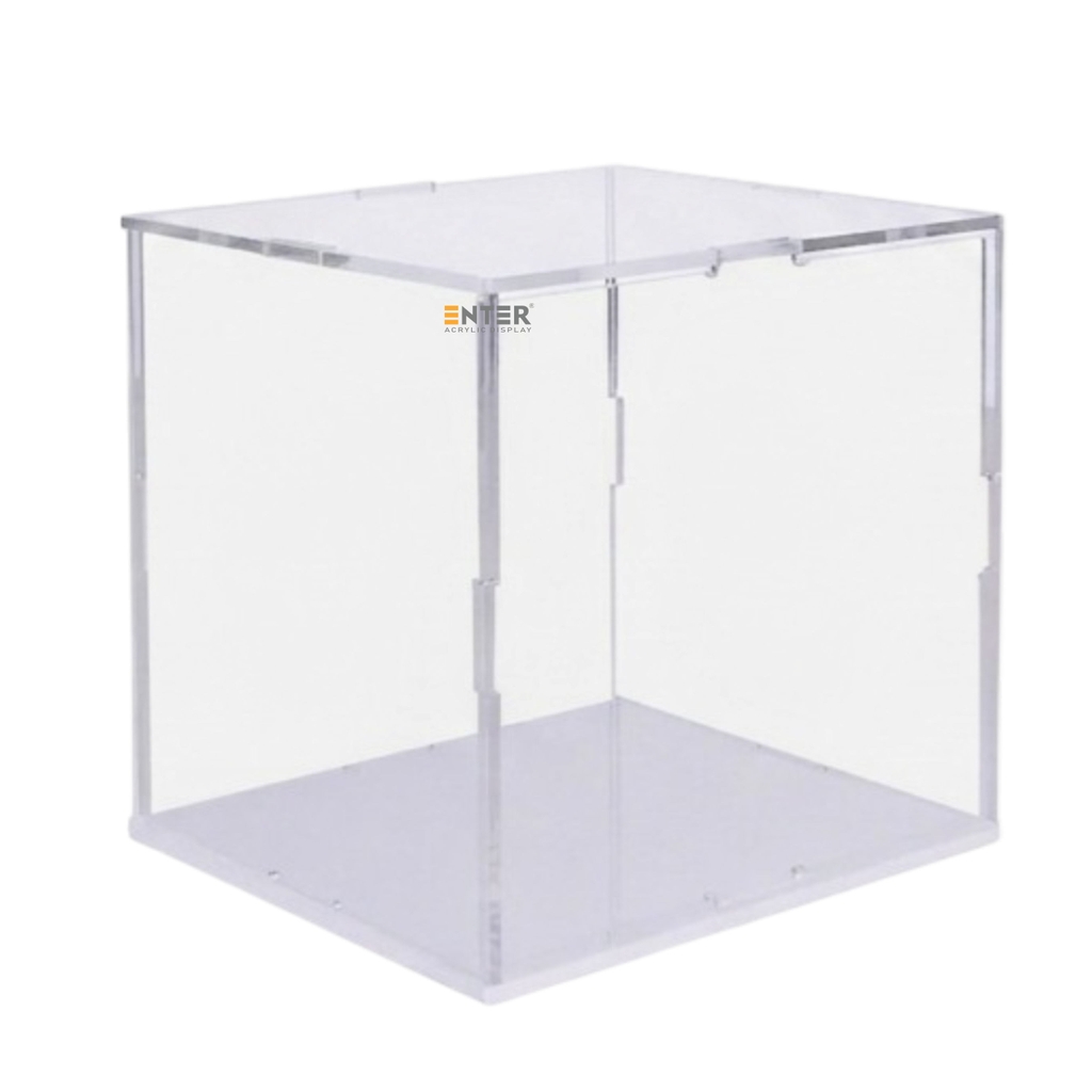 Hộp mica Enter BOX302 100x100x100mm dày 2mm đế 3mm, lắp ráp, Hộp trưng bày mô hình, Hộp mica trong chống bụi