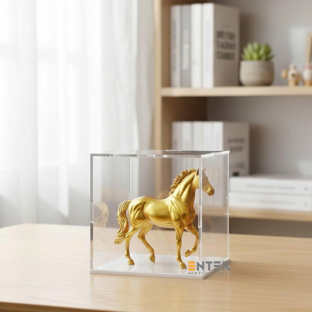 Hộp mica Enter BOX303 120x120x120mm dày 2mm đế 3mm, lắp ráp, Hộp trưng bày mô hình, Hộp mica trong chống bụi