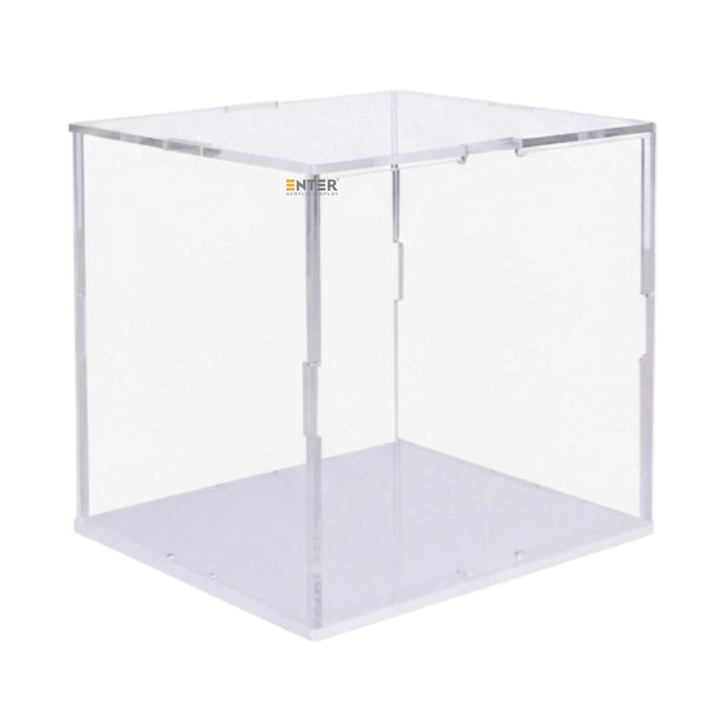 Hộp mica Enter BOX304 150x150x150mm dày 2mm đế 3mm, lắp ráp, Hộp trưng bày mô hình, Hộp mica trong chống bụi