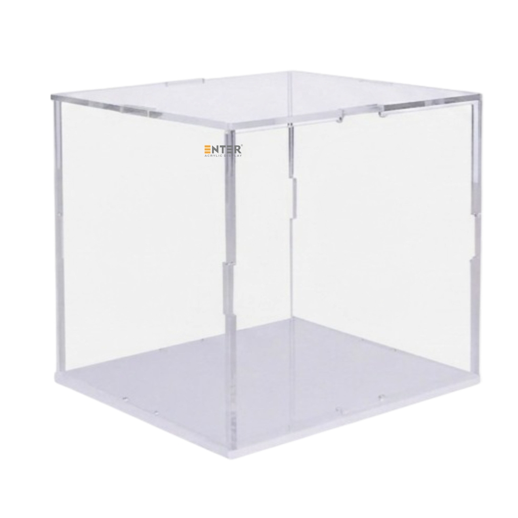 Hộp mica Enter BOX305 200x200x200mm dày 2mm đế 3mm, lắp ráp, Hộp trưng bày mô hình, Hộp mica trong chống bụi
