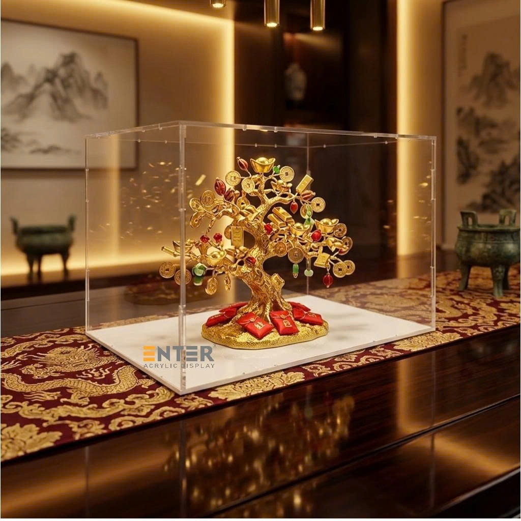 Hộp mica Enter BOX306 300x200x200mm dày 3mm đế 3mm, lắp ráp, Hộp trưng bày mô hình, Hộp mica trong chống bụi