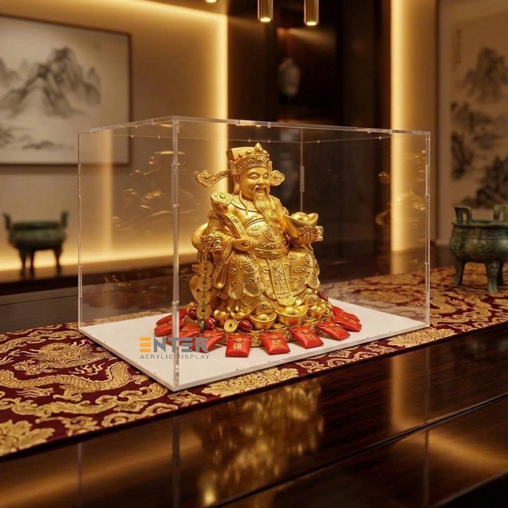 Hộp mica Enter BOX308 400x300x300mm dày 3mm đế 3mm, lắp ráp, Hộp trưng bày mô hình, Hộp mica trong chống bụi