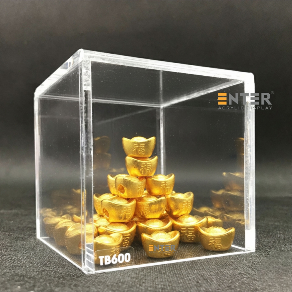 Hộp mica không nắp Enter TB600 100x100x100mm mica dày 5mm, Khay chia ngăn kéo hộc tủ, Khay nhựa đựng đồ dùng, Hộp chống bụi