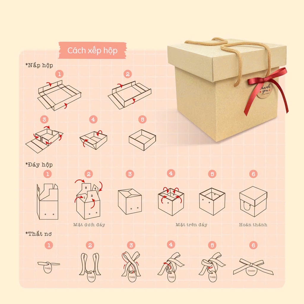 Hộp xếp quai kraft LL vuông