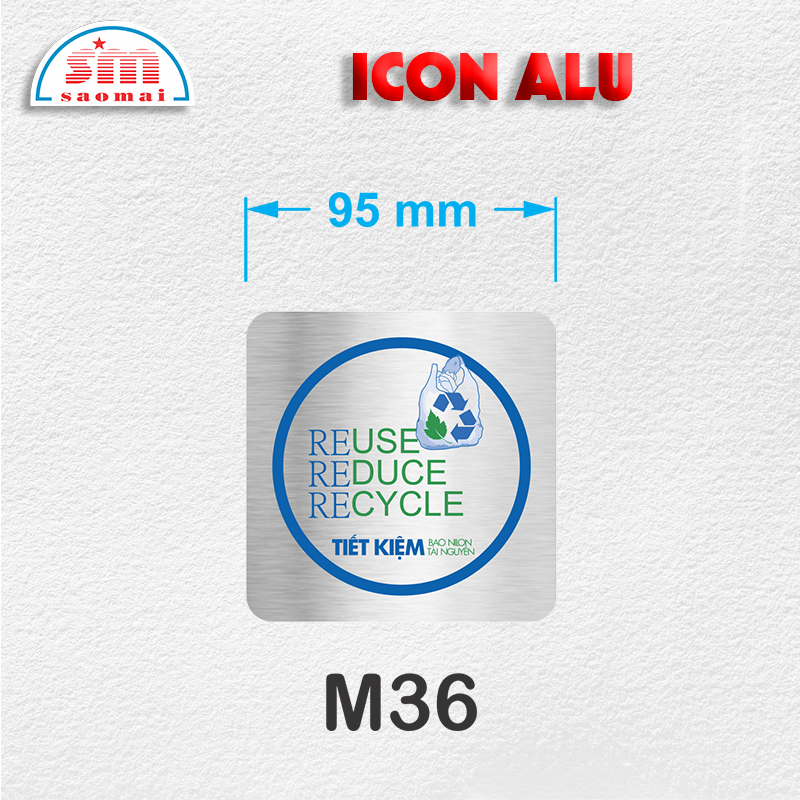 Icon Alu 95x95mm bạc xước