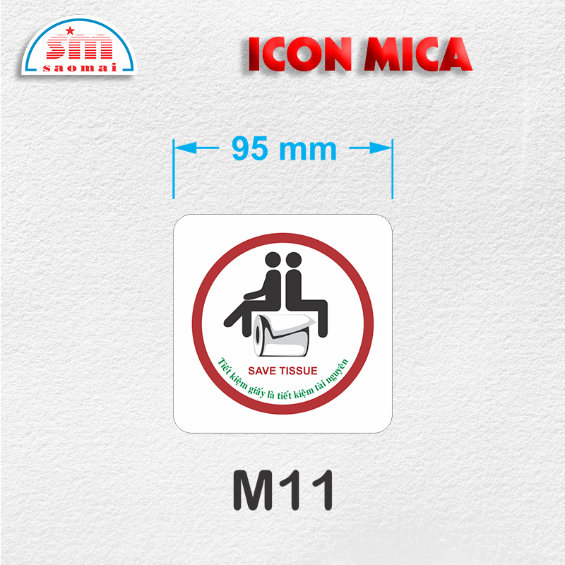 Icon mica 95x95mm trắng