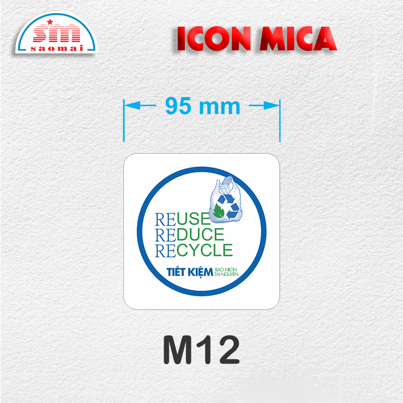 Icon mica 95x95mm trắng