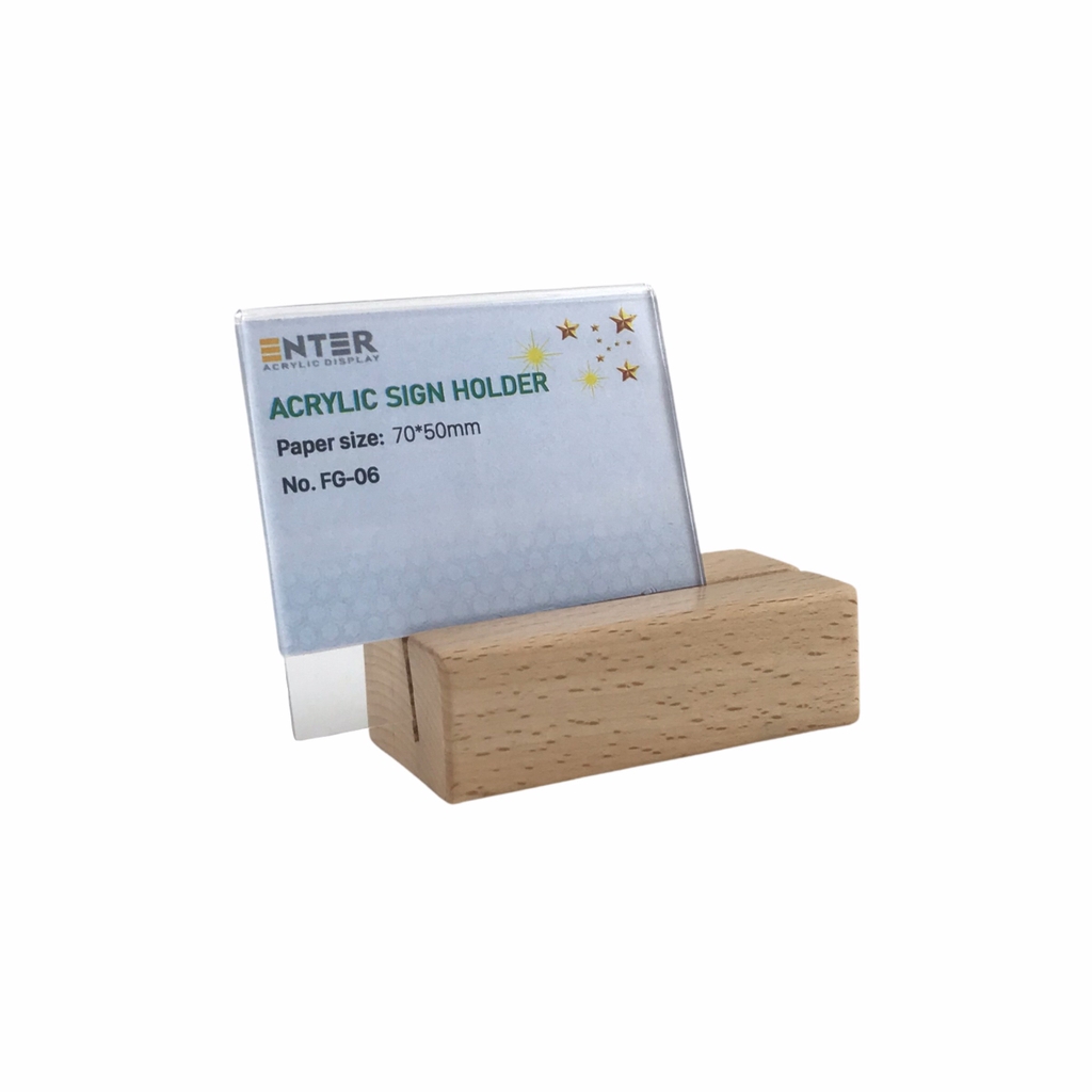 Kệ mica 1 mặt đế gỗ Enter FG-06 70x50mm, Kệ thông tin sản phẩm, Standee mica để bàn, Bảng quét mã QR Code (20)