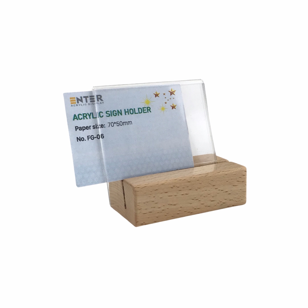Kệ mica 1 mặt đế gỗ Enter FG-06 70x50mm, Kệ thông tin sản phẩm, Standee mica để bàn, Bảng quét mã QR Code (20)