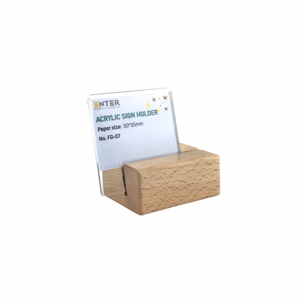 Kệ mica 1 mặt đế gỗ Enter FG-07 50x35mm, Kệ thông tin sản phẩm, Standee mica để bàn, Bảng quét mã QR Code (20)