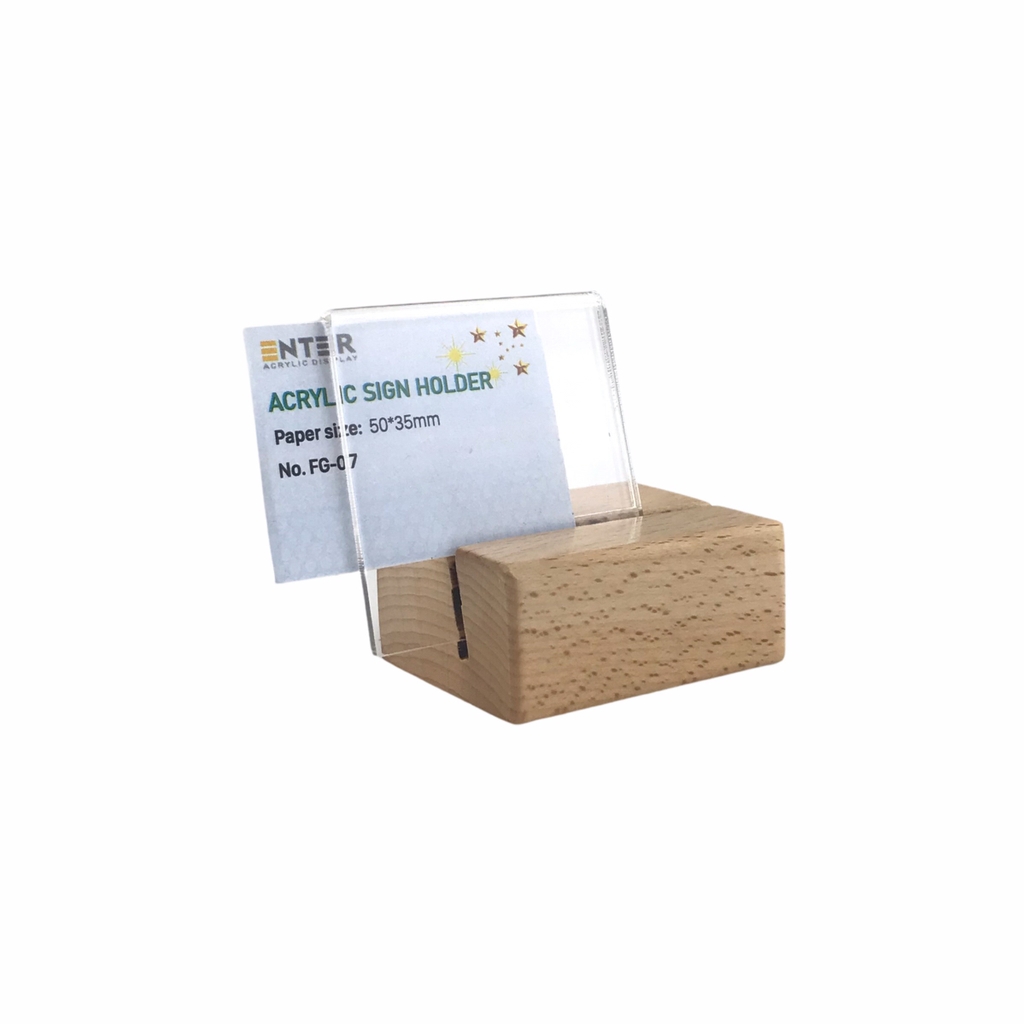 Kệ mica 1 mặt đế gỗ Enter FG-07 50x35mm, Kệ thông tin sản phẩm, Standee mica để bàn, Bảng quét mã QR Code (20)