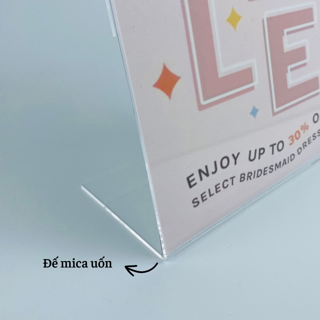 Kệ mica 1 mặt Enter F05-P 50x70mm A8 đứng, Kệ menu chữ L, Khung thông tin sản phẩm, Khung bảng giá, Kệ trưng bày để bàn (20)