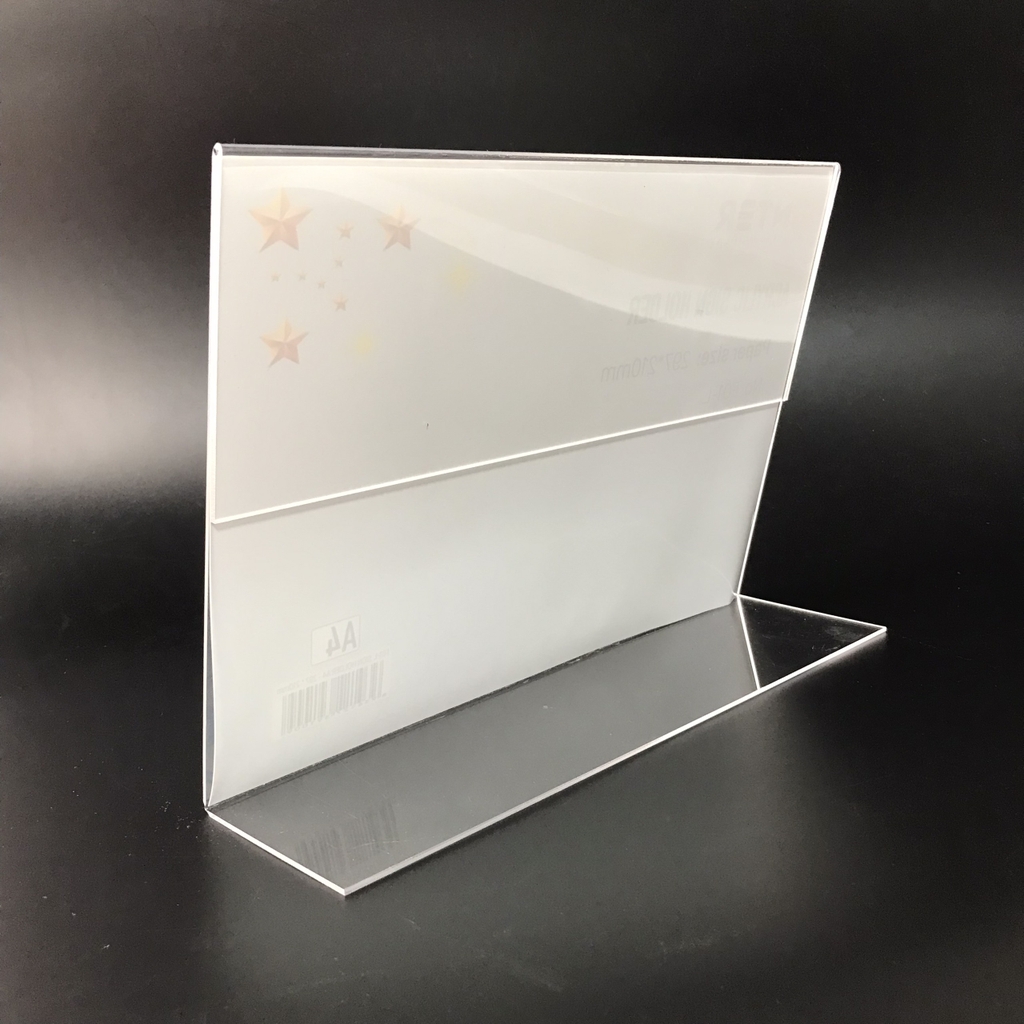 Kệ mica 1 mặt Enter F01-L 300x210mm A4 ngang, Kệ menu chữ L, Khung thông tin sản phẩm, Khung bảng giá, Kệ trưng bày để bàn