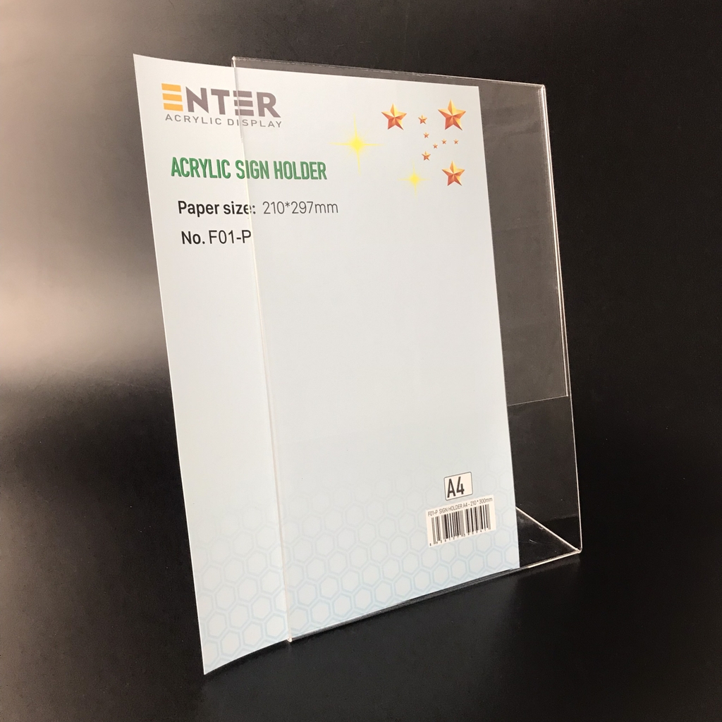 Kệ mica 1 mặt Enter F01-P 210x300mm A4 đứng, Kệ menu chữ L, Khung thông tin sản phẩm, Khung bảng giá, Kệ trưng bày để bàn (20)