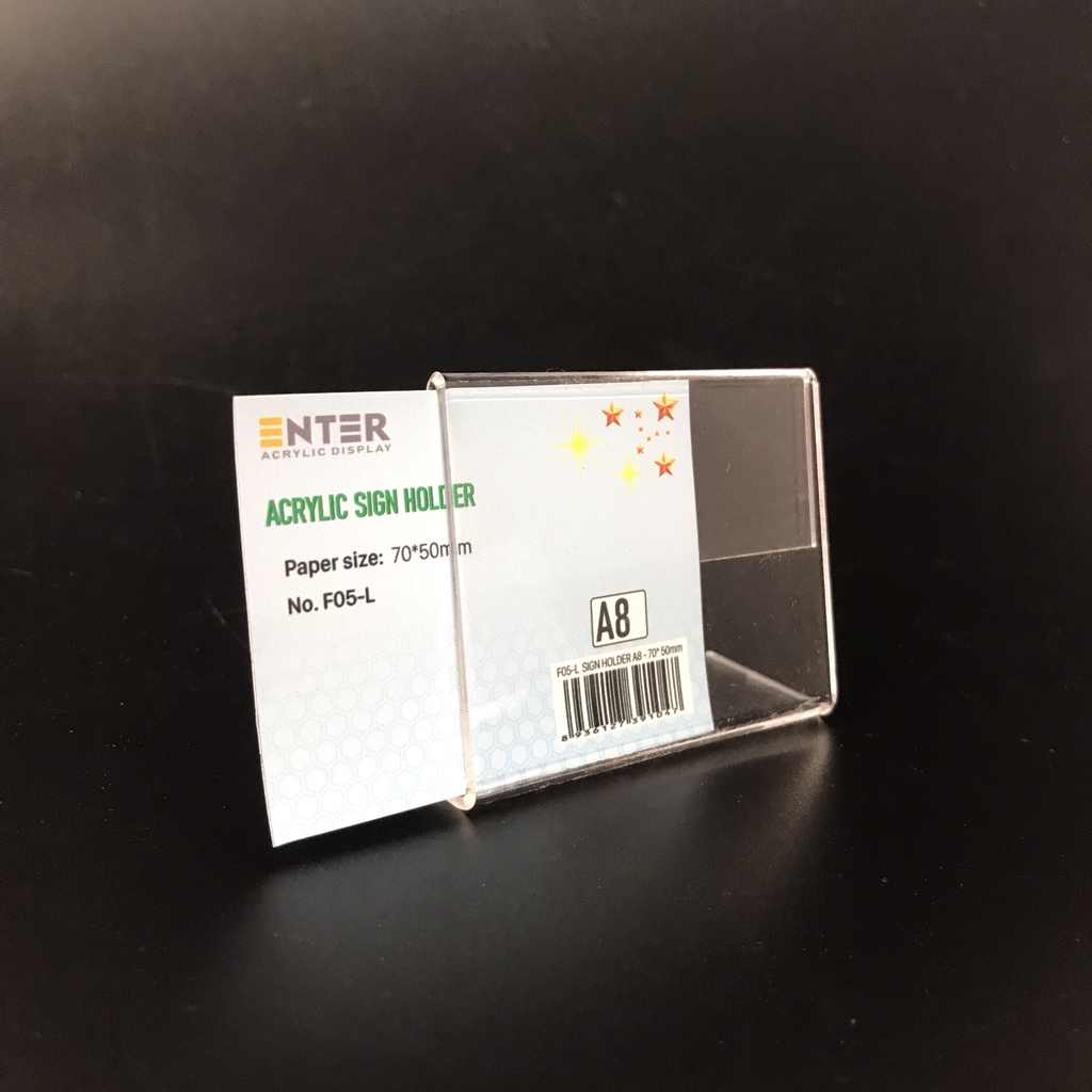 Kệ mica 1 mặt Enter F05-L 75x50mm A8 ngang, Kệ menu chữ L, Khung thông tin sản phẩm, Khung bảng giá, Kệ trưng bày để bàn (20)