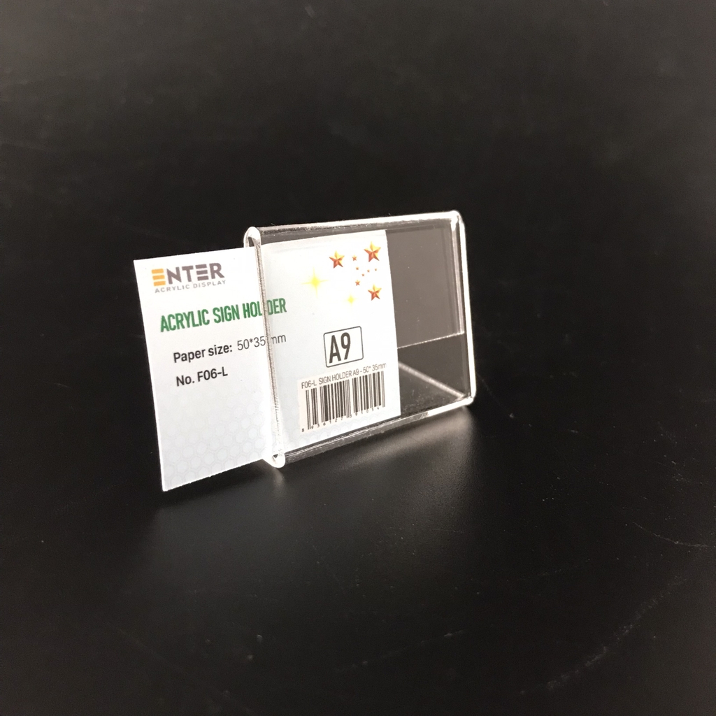 Kệ mica 1 mặt Enter F06-L 50x35mm A9 ngang, Kệ menu chữ L, Khung thông tin sản phẩm, Khung bảng giá, Kệ trưng bày để bàn (20)