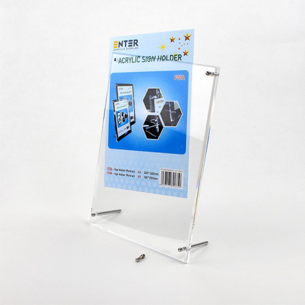 Kệ mica 1 mặt Enter F07A 21x30cm đế inox A4 đứng mica 5mm, Khung ảnh để bàn chân inox, Khung bằng khen (10)