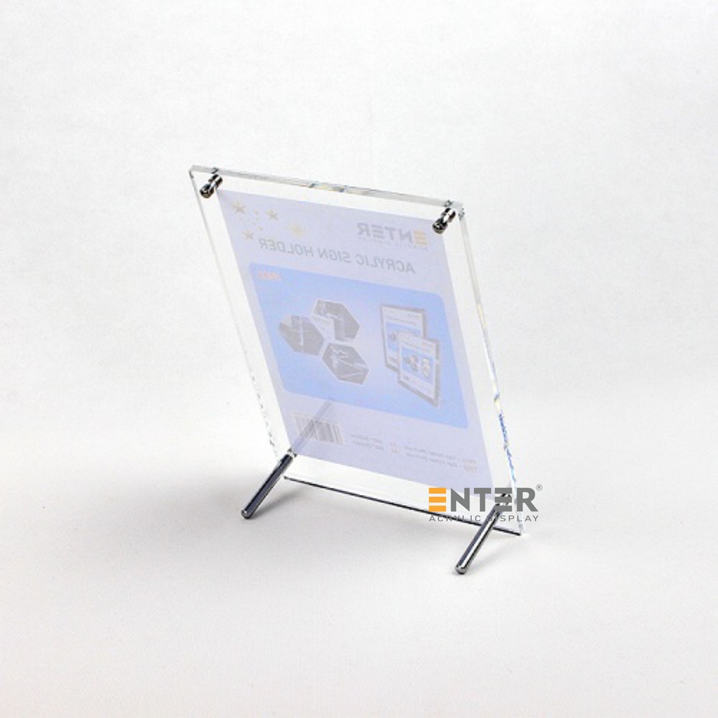 Kệ mica 1 mặt Enter F07A 21x30cm đế inox A4 đứng mica 5mm, Khung ảnh để bàn chân inox, Khung bằng khen (10)