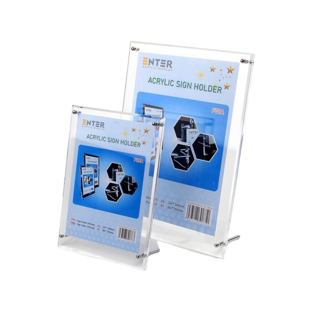 Kệ mica 1 mặt Enter F07A 21x30cm đế inox A4 đứng mica 5mm, Khung ảnh để bàn chân inox, Khung bằng khen (10)