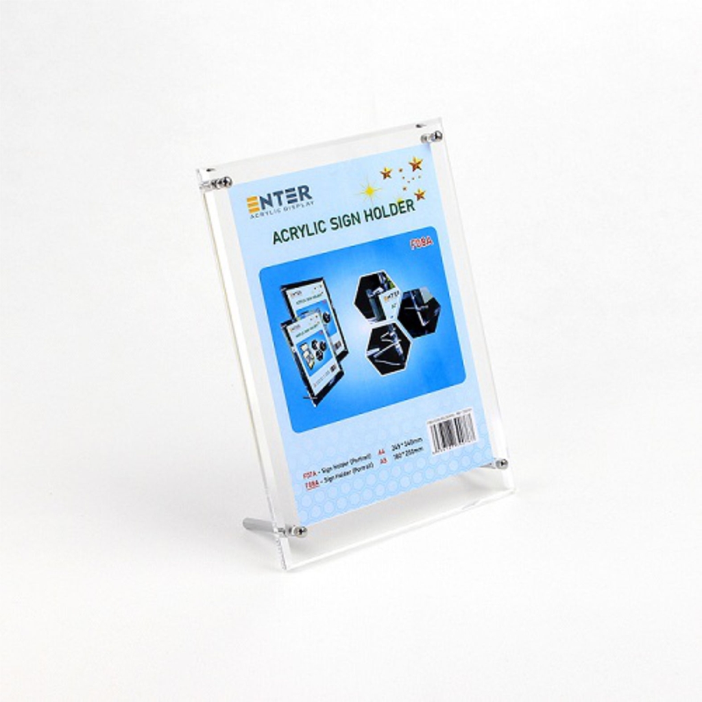 Kệ mica 1 mặt Enter F08A 15x21cm đế inox A5 đứng mica 5mm, Khung ảnh để bàn chân inox, Khung bằng khen (10)