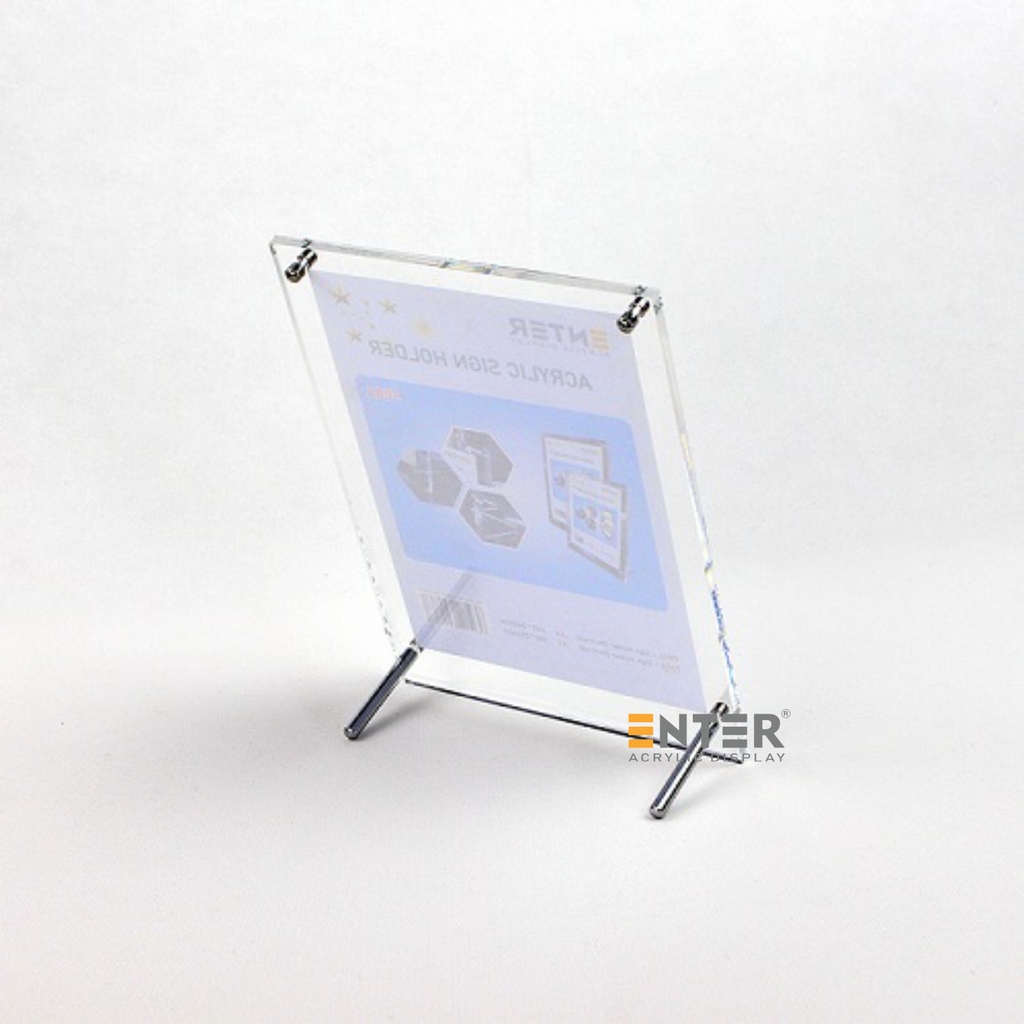 Kệ mica 1 mặt Enter F08A 15x21cm đế inox A5 đứng mica 5mm, Khung ảnh để bàn chân inox, Khung bằng khen (10)