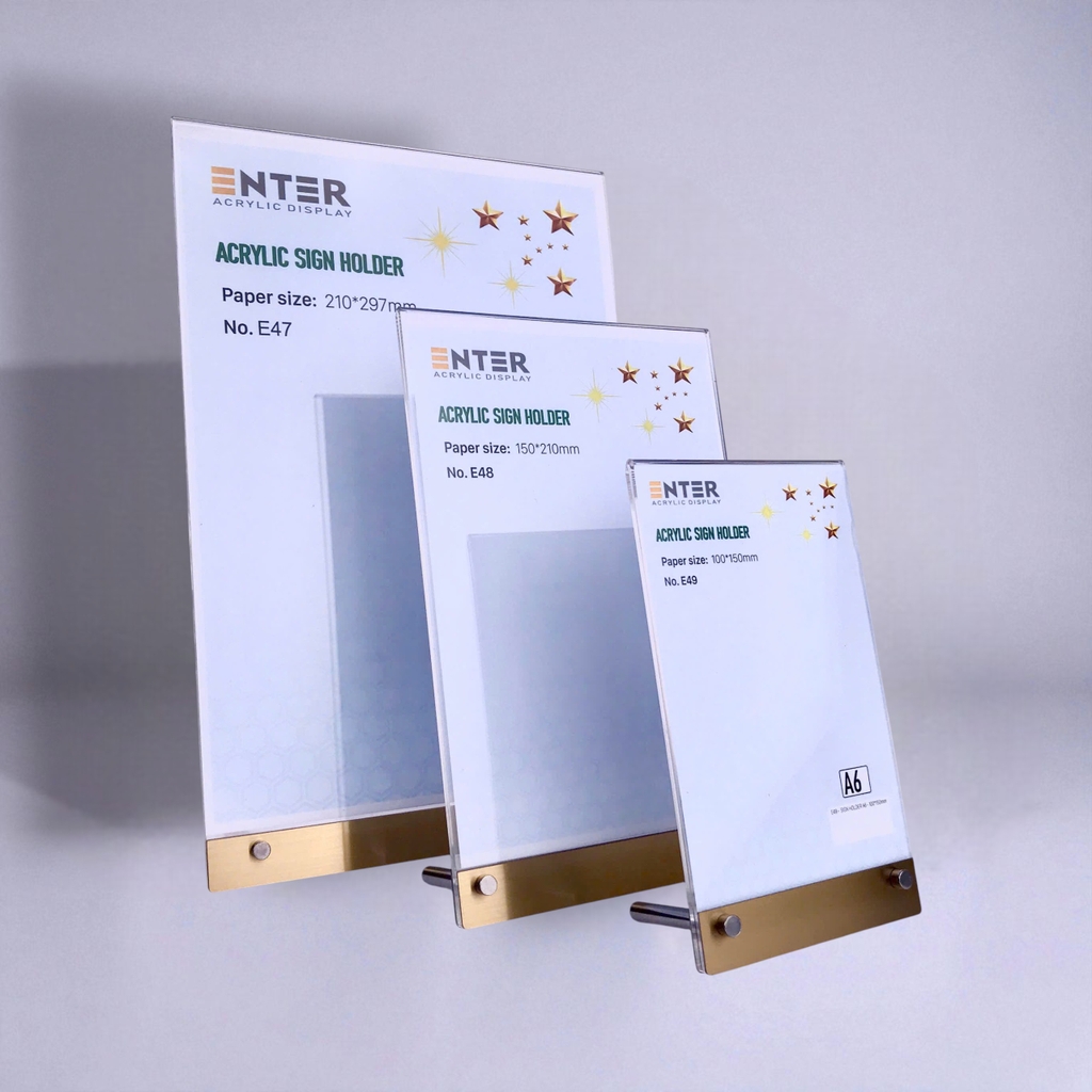 Kệ mica 1 mặt Enter E47 210x300mm liên kết bulon A4 đứng