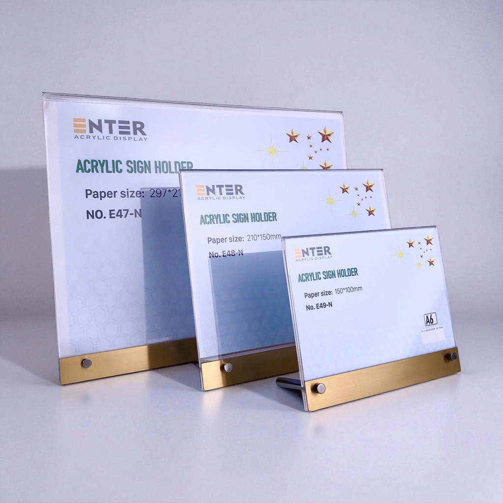 Kệ mica 1 mặt Enter E47-N 300x210mm liên kết bulon A4 ngang