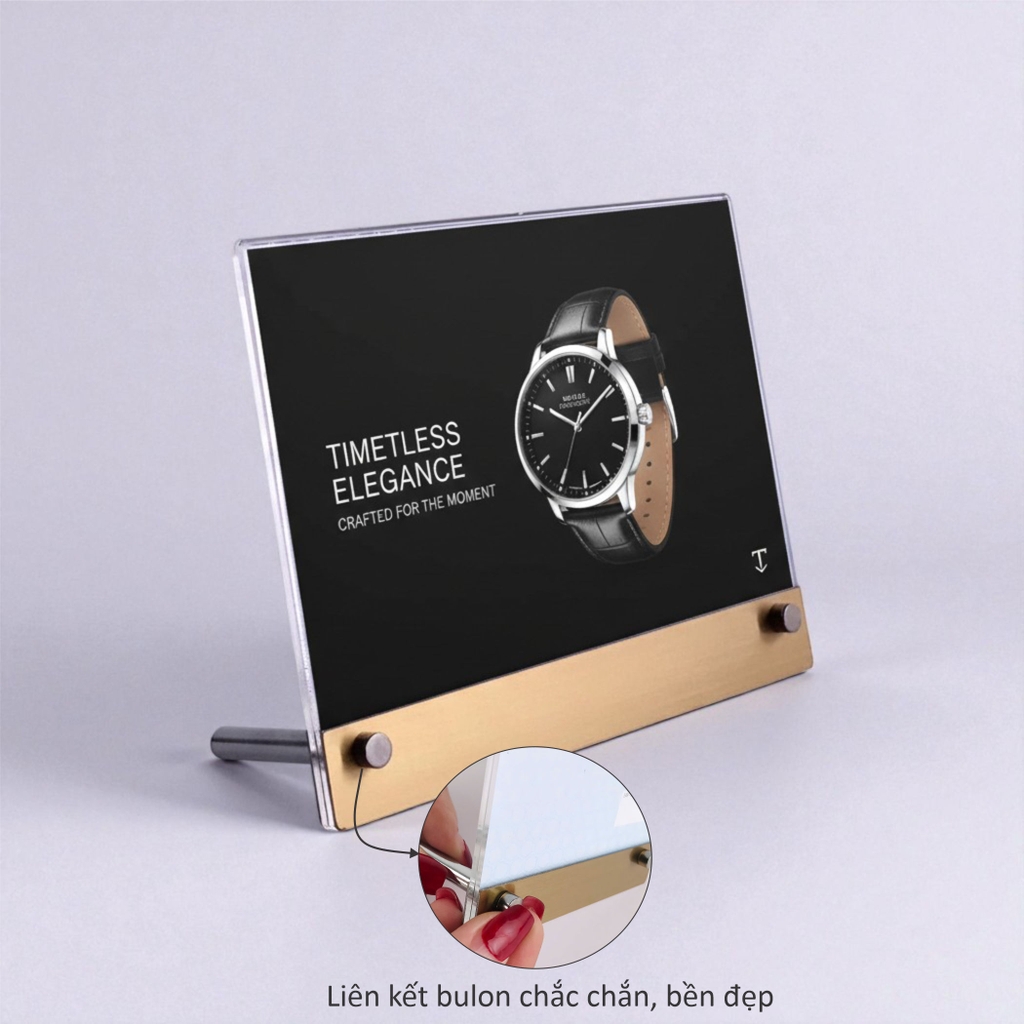 Kệ mica 1 mặt Enter E47-N 300x210mm liên kết bulon A4 ngang