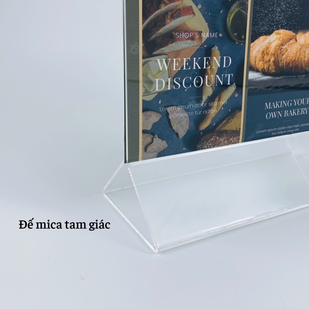 Kệ mica 2 mặt Enter E02 150x210mm chân tam giác A5 đứng, Kệ menu nhà hàng, Standee mica để bàn, Bảng quét mã QR Code (20)