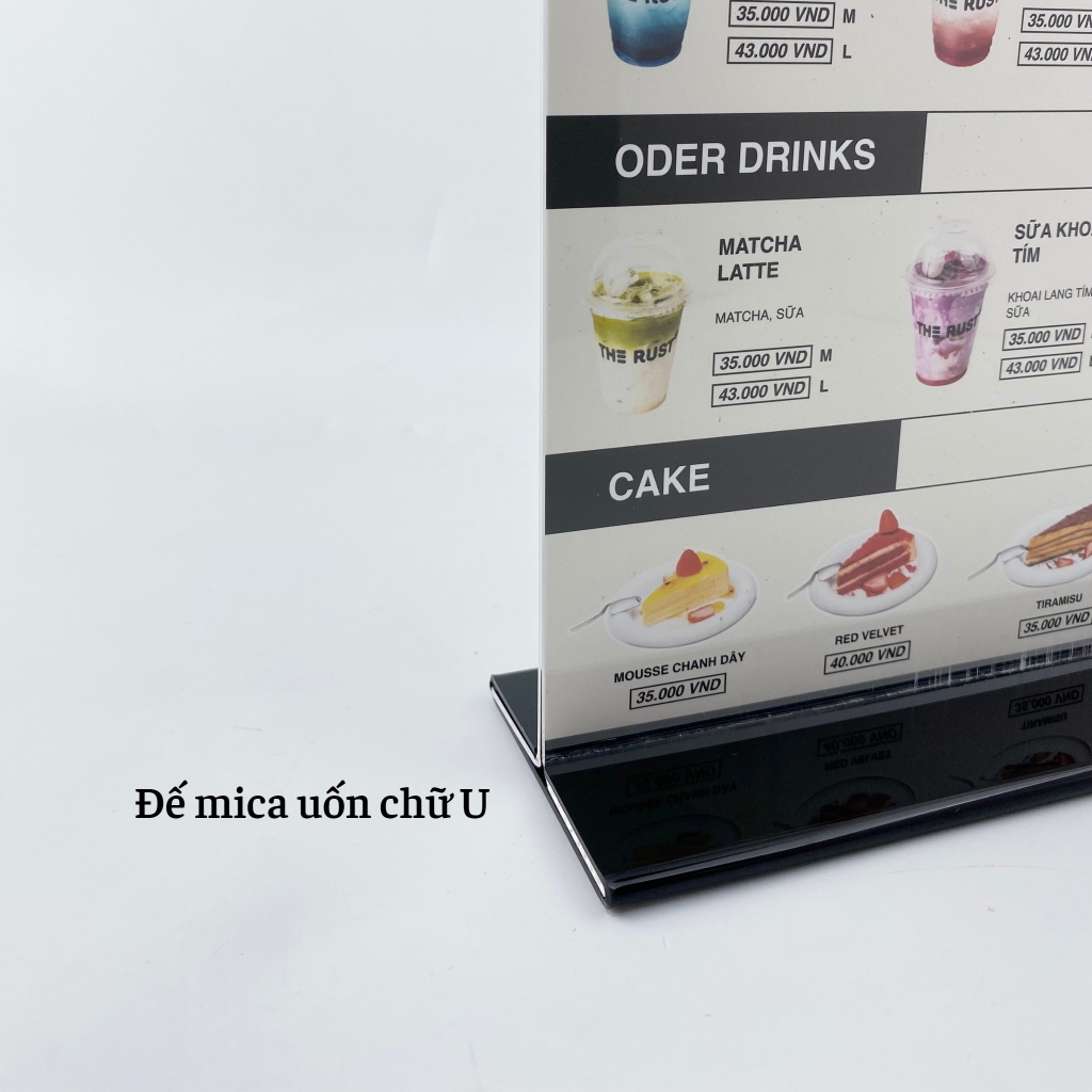 Kệ mica 2 mặt Enter E06-U 210x300mm đế lùa uốn bằng, Kệ menu nhà hàng, Standee mica để bàn, Bảng quét mã QR Code (10)