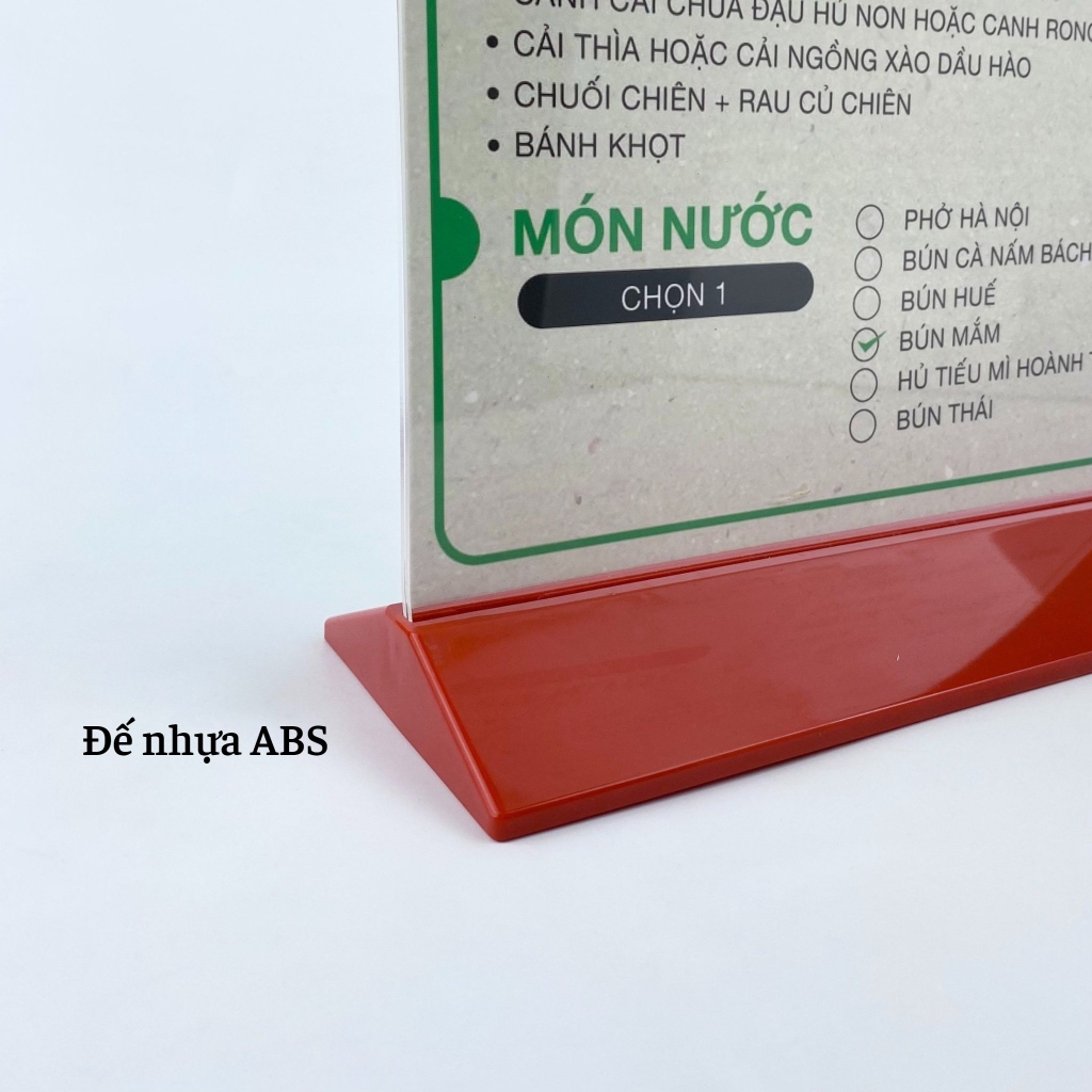 Kệ mica 2 mặt Enter E20 100x210mm đế màu, Kệ menu nhà hàng, Standee mica để bàn, Bảng quét mã QR Code (20)