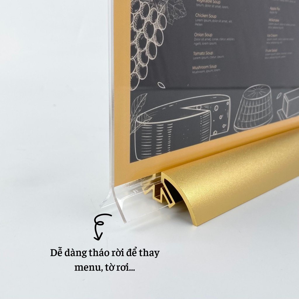 Kệ mica 2 mặt Enter E39 100x210mm đế nhôm cao cấp 1/3 A4, Kệ menu nhà hàng, Standee mica để bàn, Bảng quét mã QR Code (20)