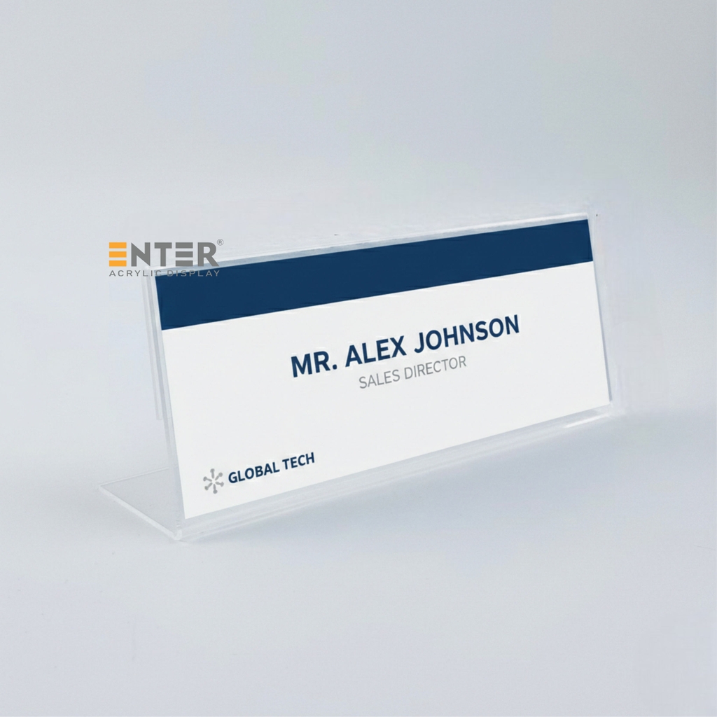 Kệ mica chức vụ 1 mặt Enter A01 180x65mm nhỏ, Biển chức danh, Bảng tên để bàn (20)
