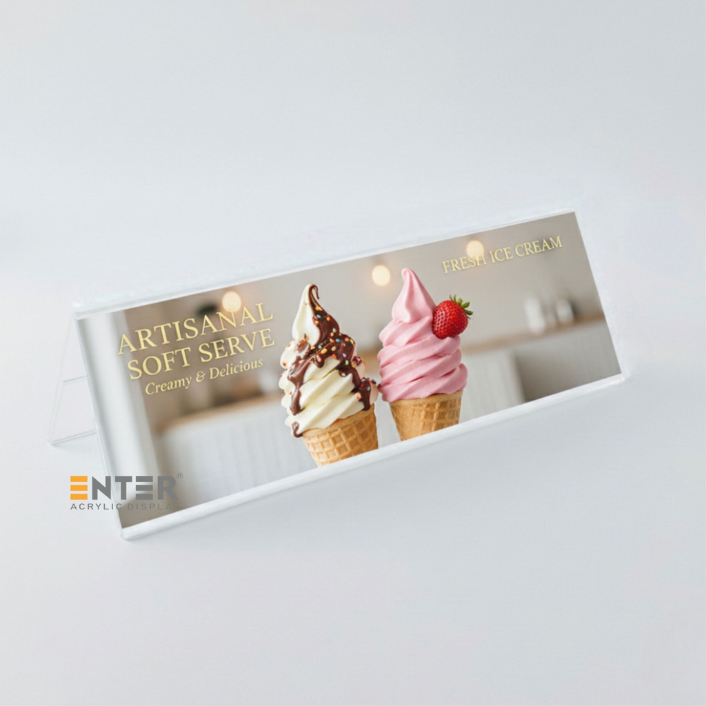 Kệ mica chức vụ 2 mặt Enter A04 180x65mm nhỏ, Biển chức danh, Bảng tên để bàn (20)