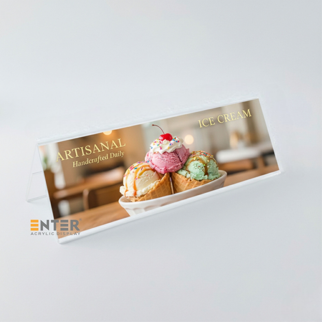 Kệ mica chức vụ 2 mặt Enter A04 180x65mm nhỏ, Biển chức danh, Bảng tên để bàn (20)