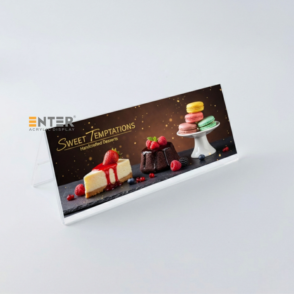 Kệ mica chức vụ 2 mặt Enter A05 240x75mm trung, Biển chức danh, Bảng tên để bàn (20)