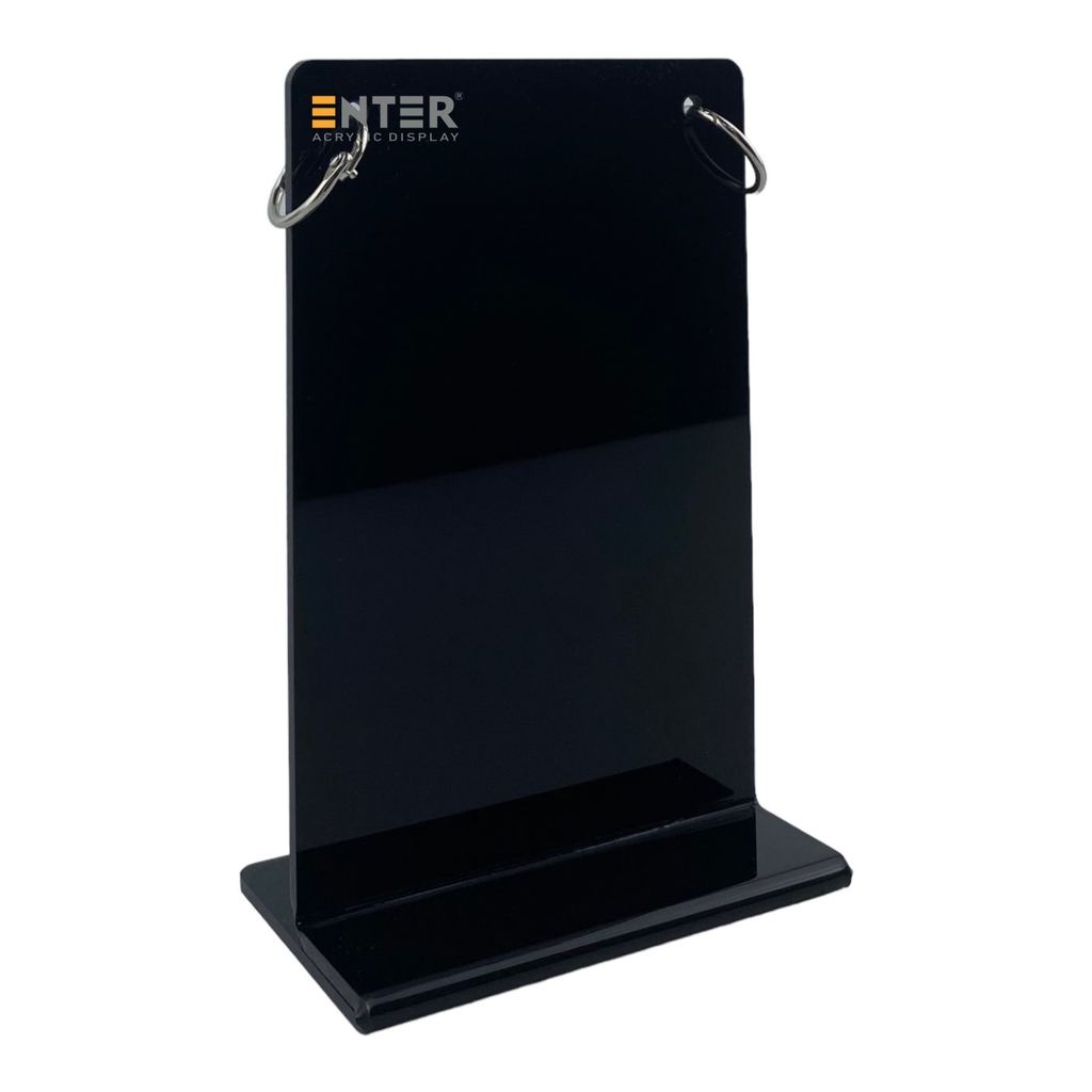 Kệ mica để bàn có khoen bật treo Enter E46 100x150mm A6, Kệ menu nhà hàng khoen lật quảng cáo, Standee mica để bàn, Bảng quét mã QR Code