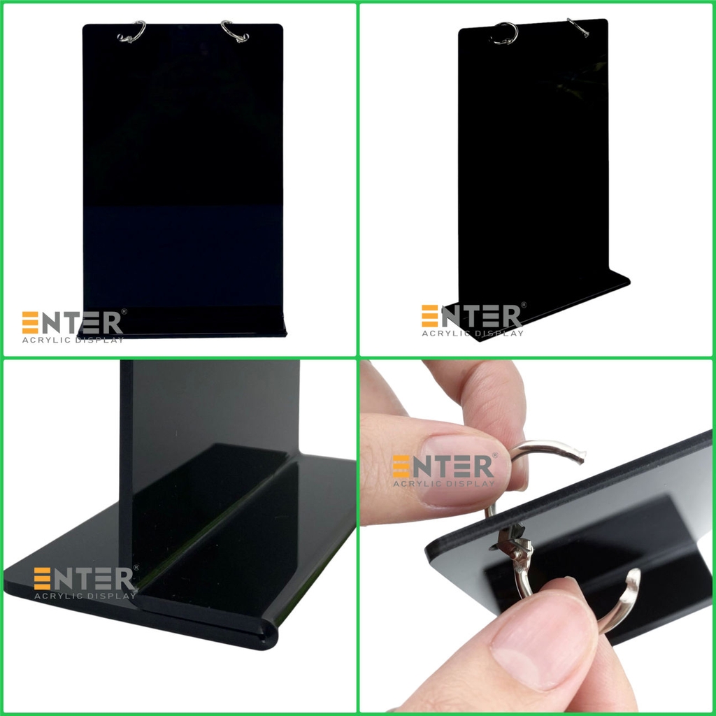 Kệ mica để bàn có khoen bật treo Enter E45 150x210mm A5, Kệ menu nhà hàng khoen lật quảng cáo, Standee mica để bàn, Bảng quét mã QR Code