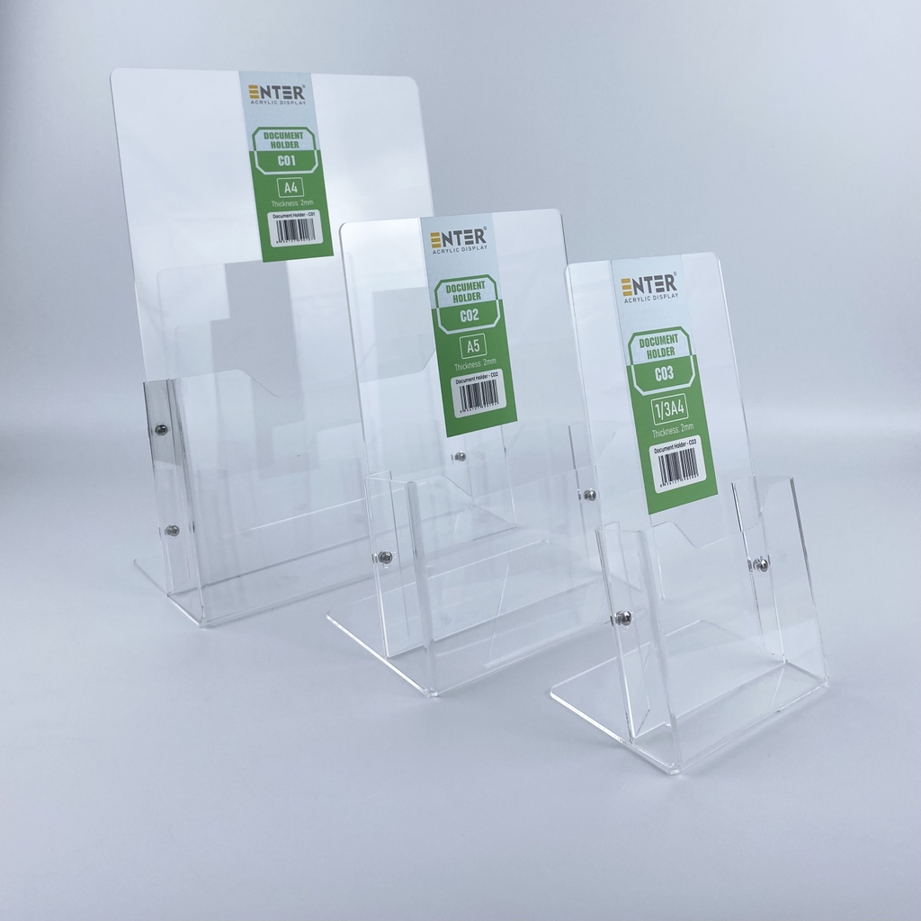 Kệ mica nhiều giấy 1 ngăn Enter C01 210x300mm A4 đứng 2mm, Khay đựng giấy, Hộc đựng tờ rơi