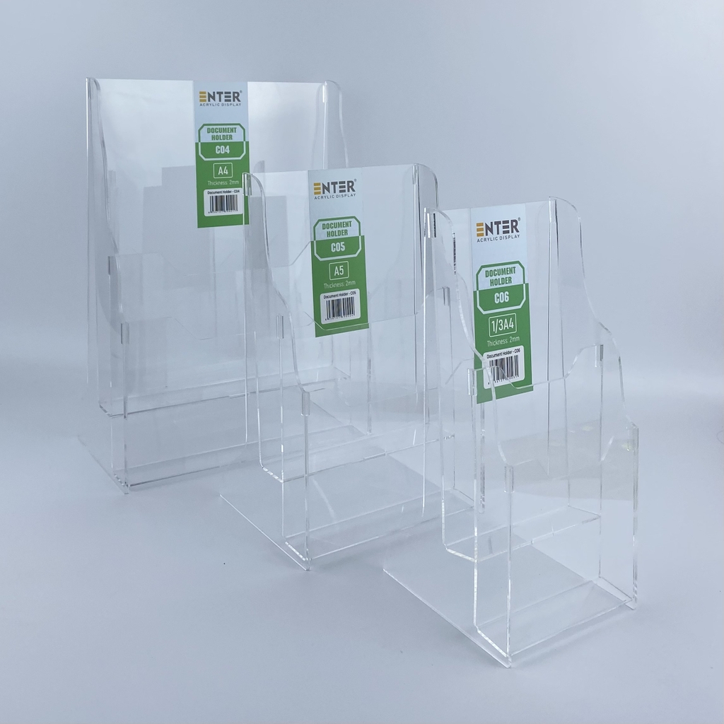 Kệ mica nhiều giấy 2 ngăn Enter C04 210x300mm A4 đứng 2mm, Khay đựng giấy, Hộc đựng tờ rơi