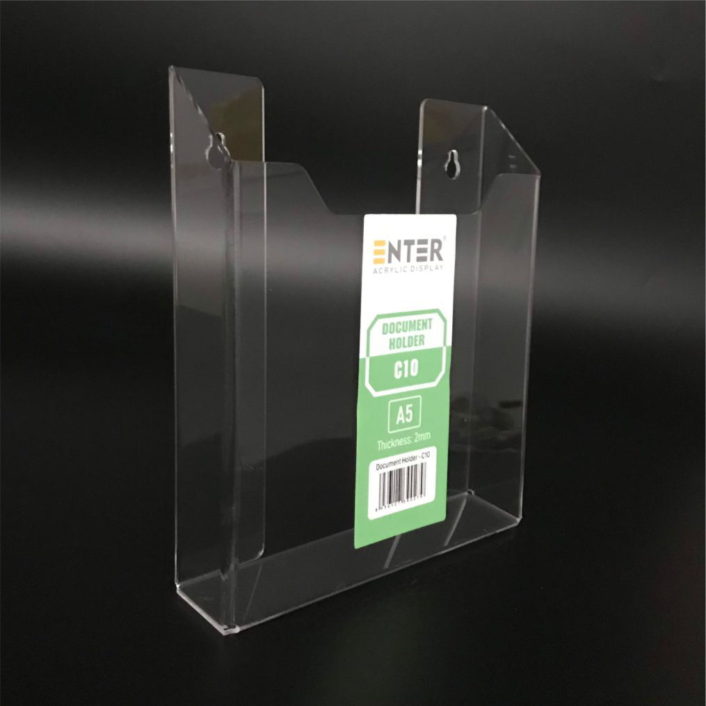 Kệ mica nhiều giấy treo tường Enter C10 15x21cm A5 đứng, hông 25mm (20)