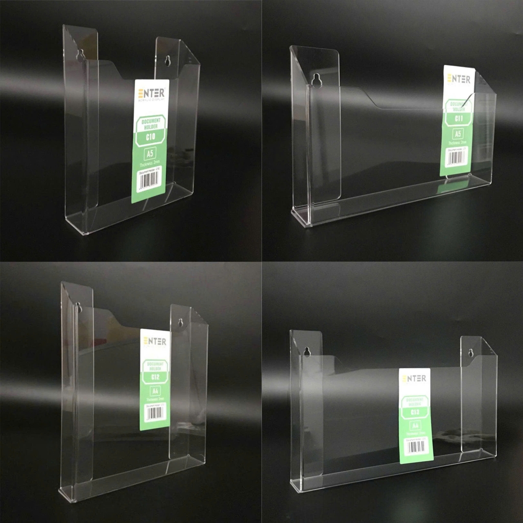 Kệ mica nhiều giấy treo tường Enter C10 15x21cm A5 đứng, hông 25mm (20)