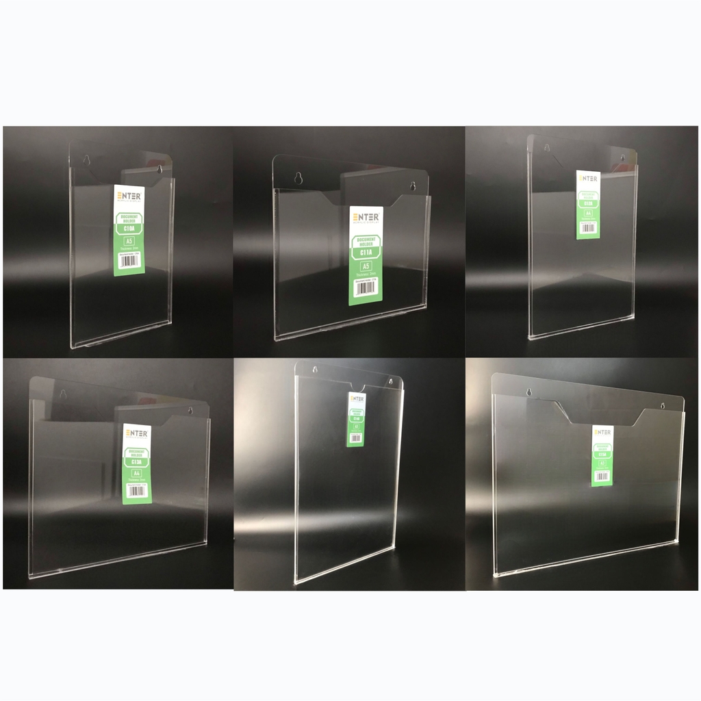 Kệ mica nhiều giấy treo tường Enter C11A 21x15cm A5 ngang, hông 3mm, có hậu mica (20)