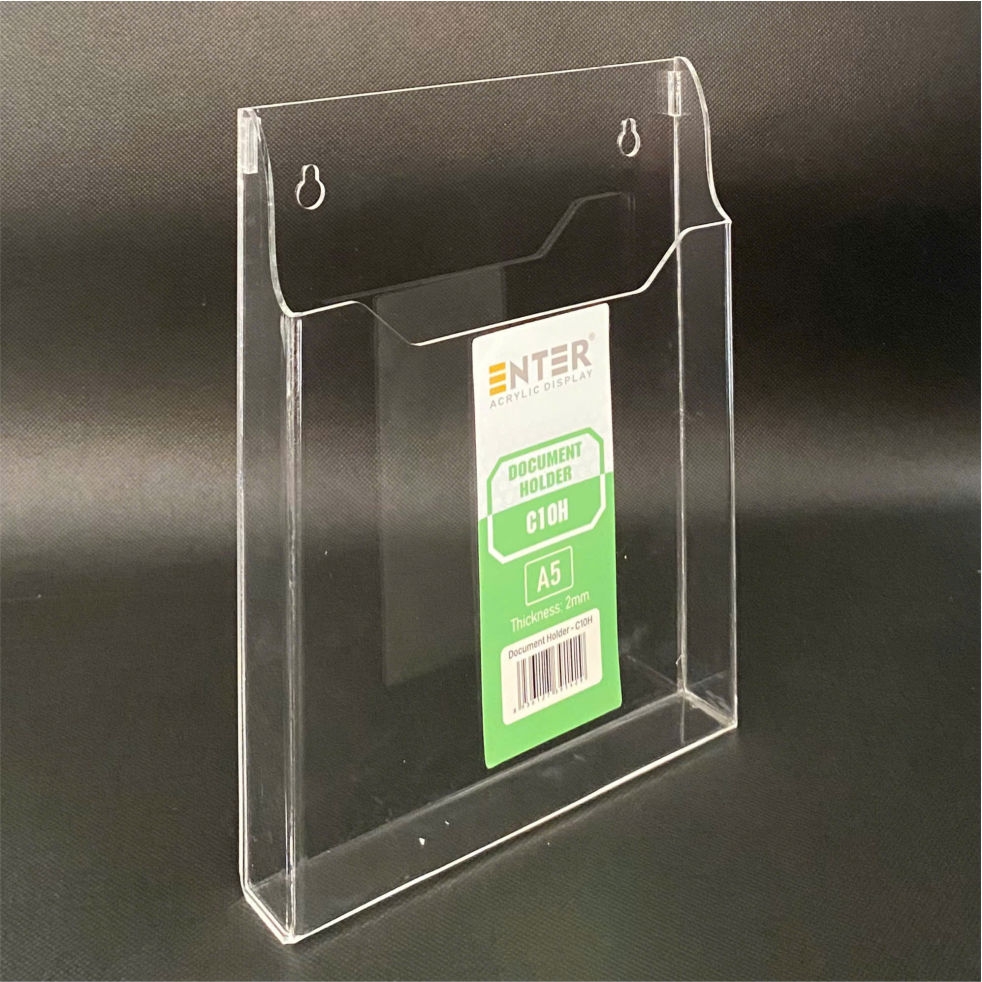 Kệ mica nhiều giấy treo tường Enter C10H 15x21cm A5 đứng, hông 25mm, có hậu mica (20)